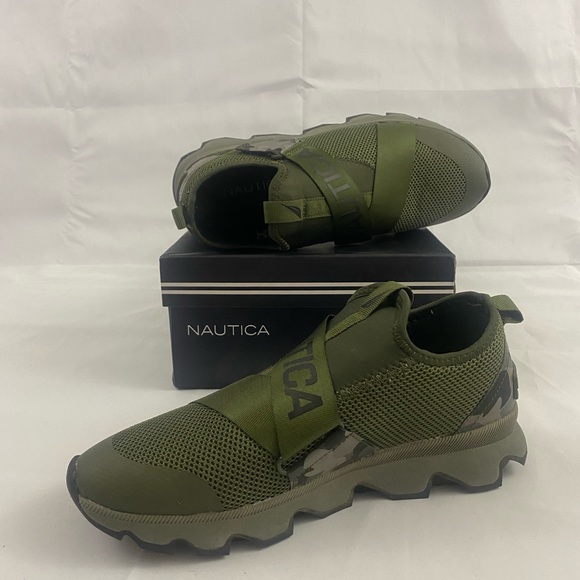 Nautica Shoes - Nautica Size 8 Brenna Olive Camo Velcro Tennis Shoes